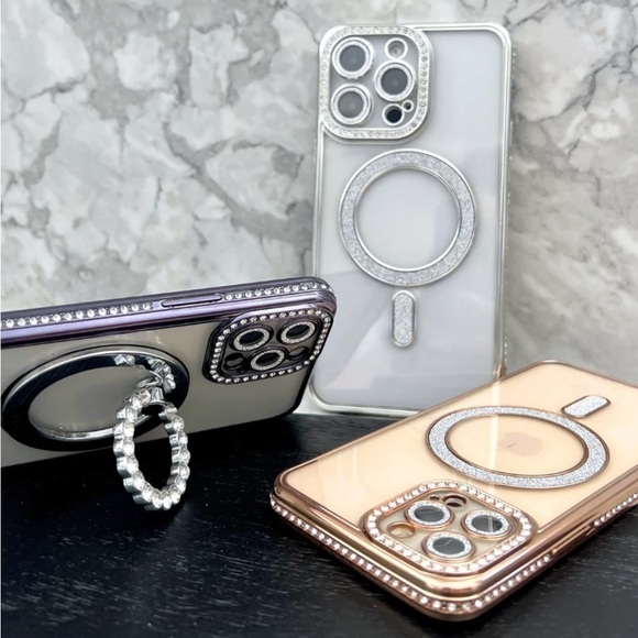 GOLD GLAM DIAMOND BLING MAGSAFE PHONE CASE - Picture 6 of 10